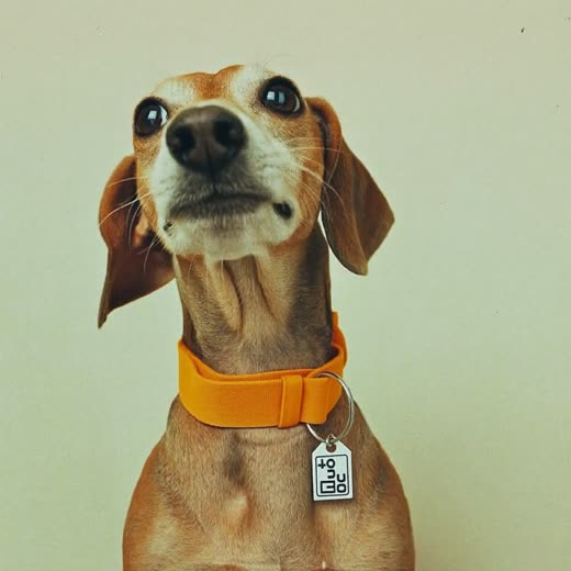 A dog wearing a plain fabric collar